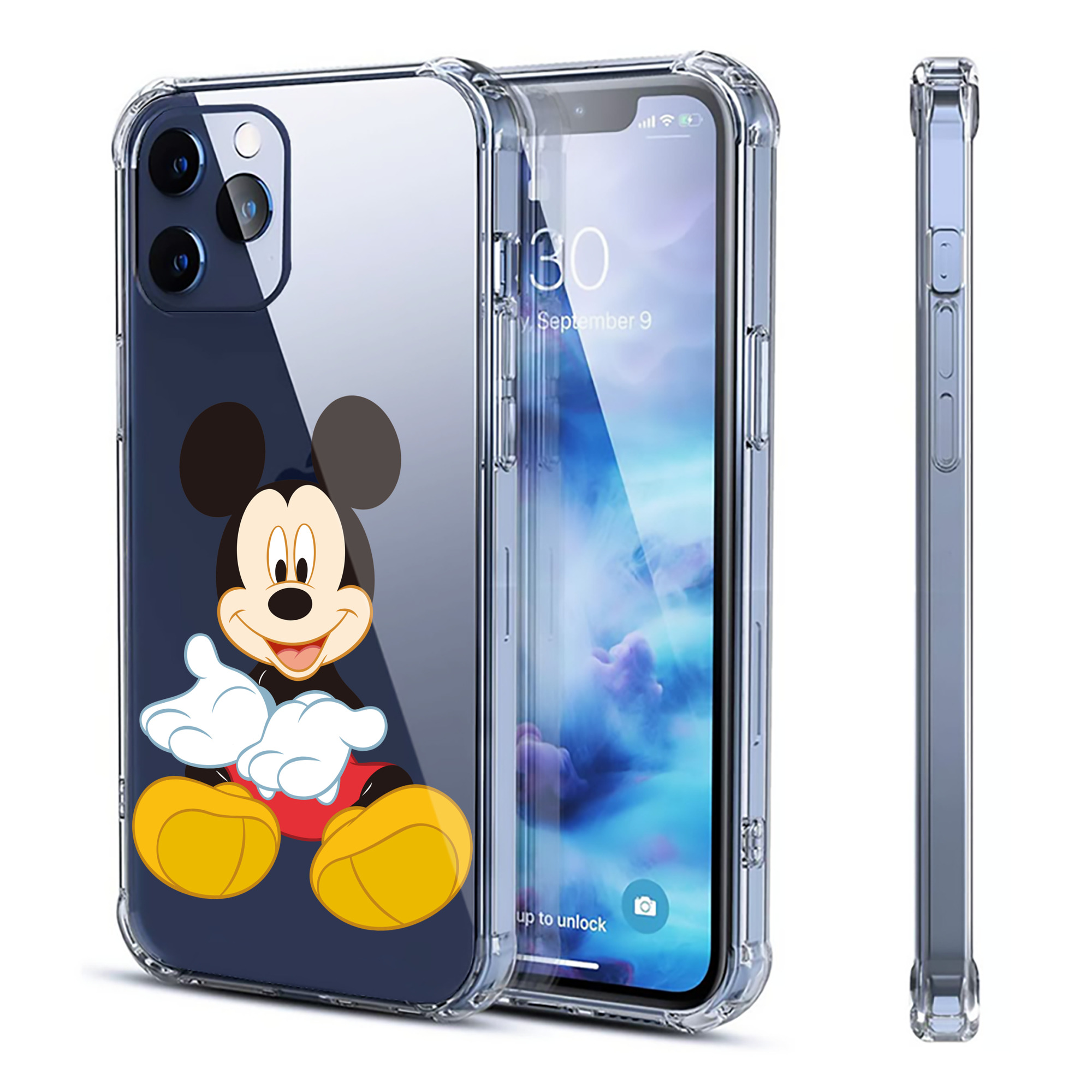 （画像用） ミッキーマウス Mickey Mouse 【iPhone 12シリーズ対応】透明スマホケース（クリアソフトケース）